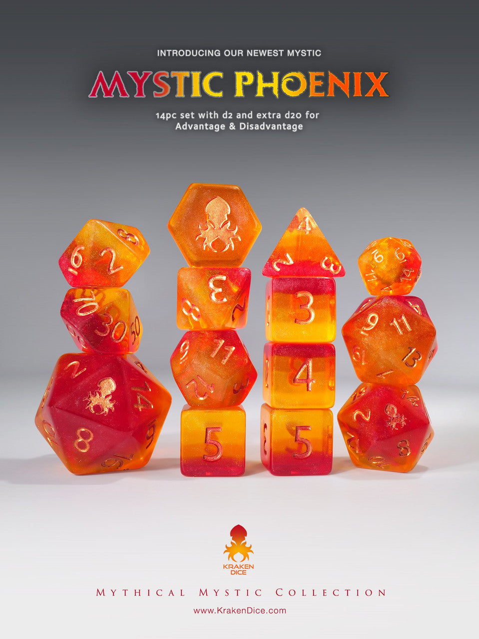 Mystic Phoenix 14pc - Limited Run - Copper Ink Dice Set